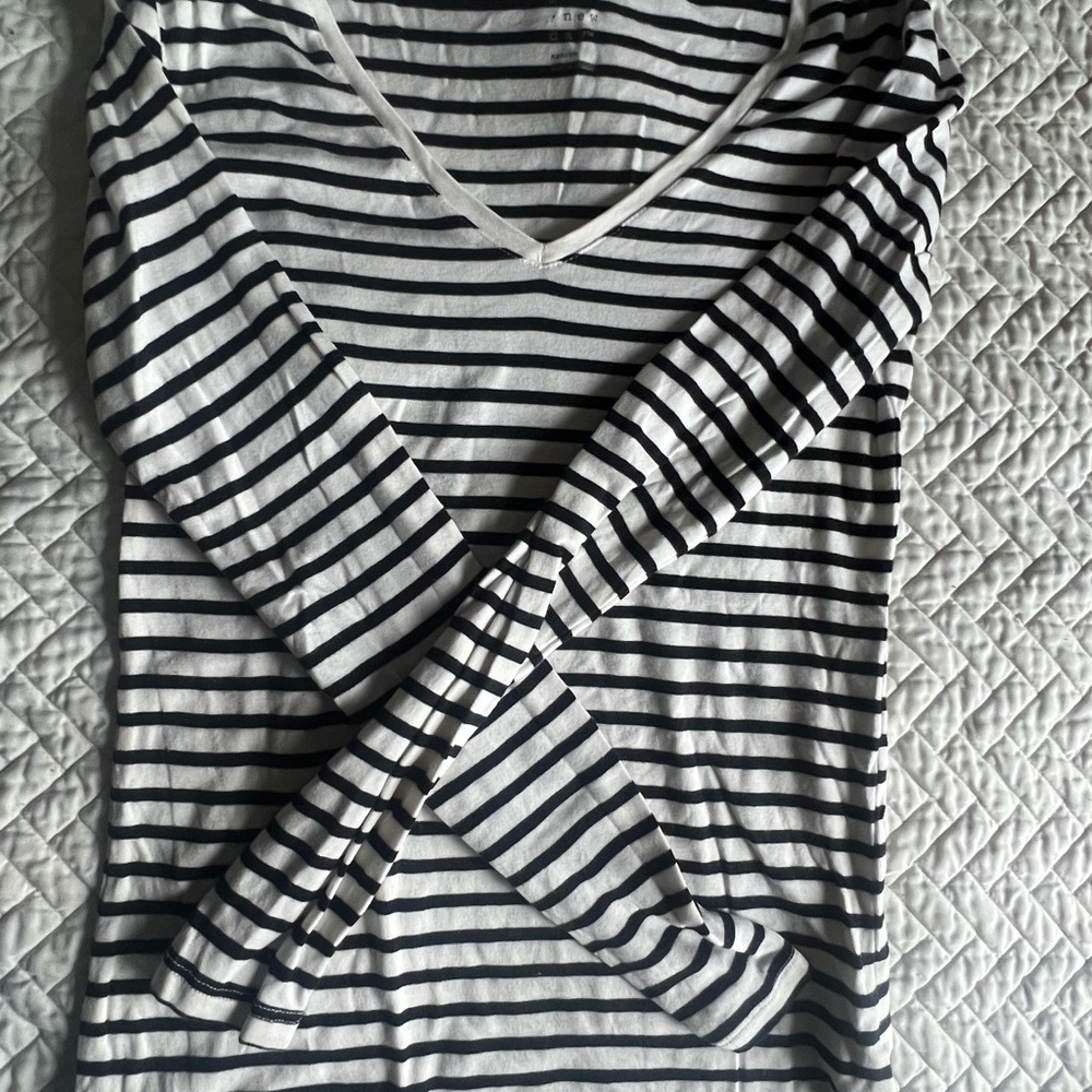 a new day Black and White Striped Long Sleeve Top